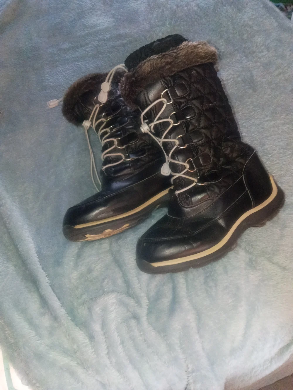 Girls  Black Faux-Fur Winter Snow Boots